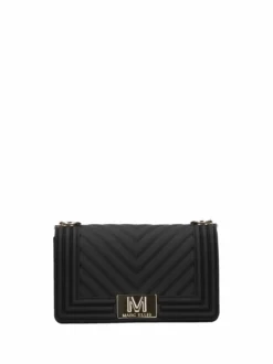 BORSA A SPALLA DONNA - MARC ELLIS NERO-ORO - FLAT S 26