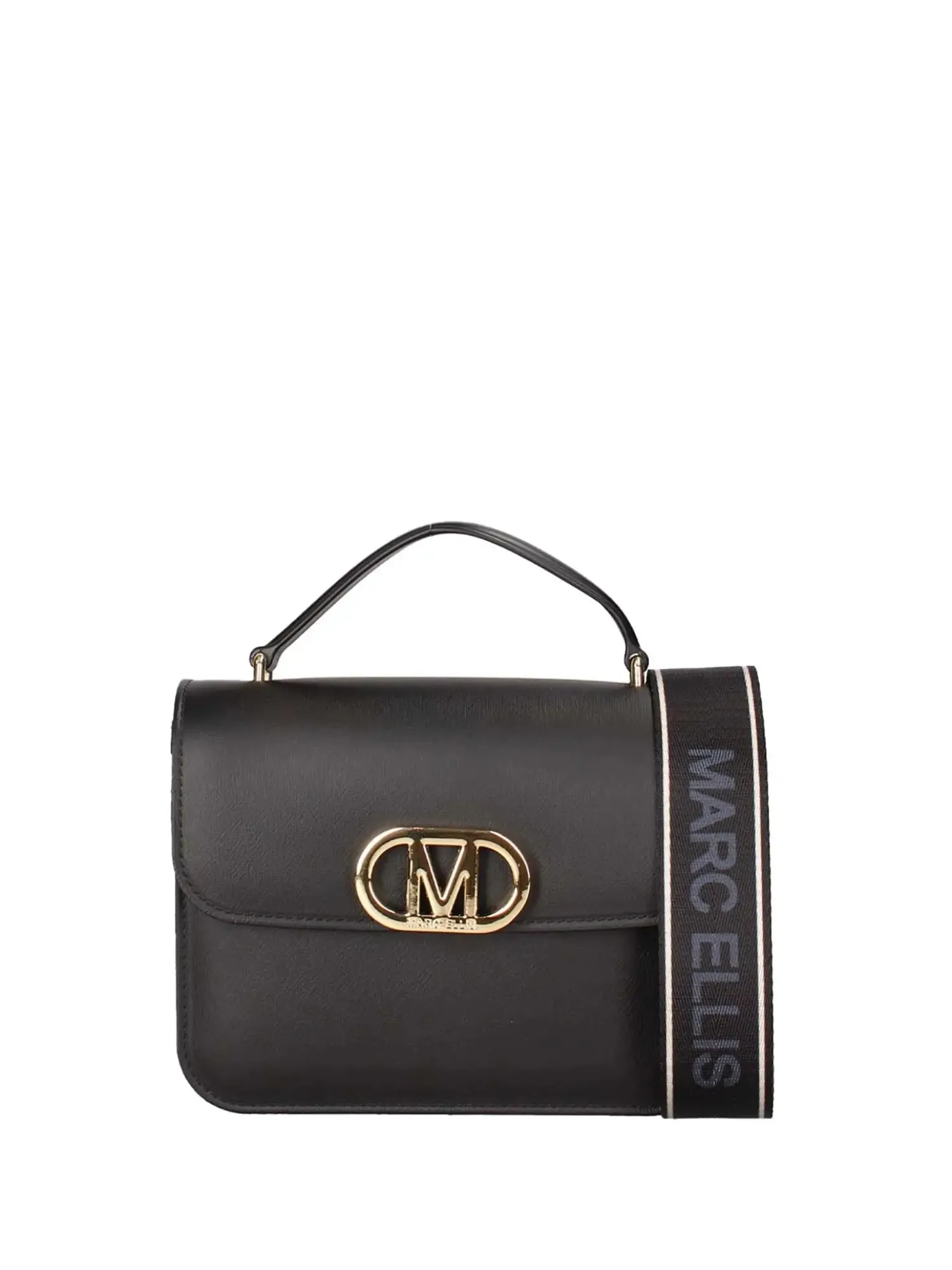 BORSA A SPALLA DONNA - MARC ELLIS NERO-ORO - FLAT EAR 26