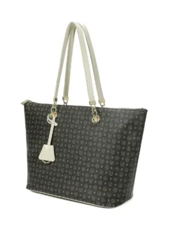 BORSA A SPALLA DONNA - POLLINI NERO-AVORIO - TE8410PP02Q11
