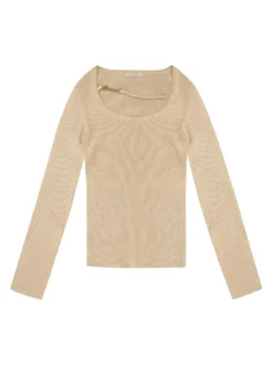 MAGLIA DONNA - GUESS APPAREL BEIGE - W6YR22 Z0966