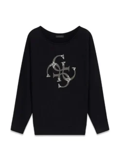 MAGLIA DONNA - GUESS APPAREL NERO - W6YR27 Z0975