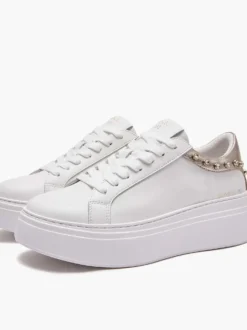 SNEAKERS DONNA - EMANUELLE VEE BIANCO-ORO - 462P-100-10-P003