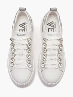SNEAKERS DONNA - EMANUELLE VEE BIANCO-ARGENTO - 462P-100-13-P003