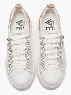 SNEAKERS DONNA - EMANUELLE VEE BIANCO-SABBIA - 462P-100-13-P003