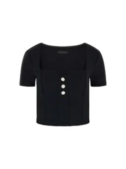TOP DONNA - GUESS APPAREL NERO - W6RP08 KCBO2