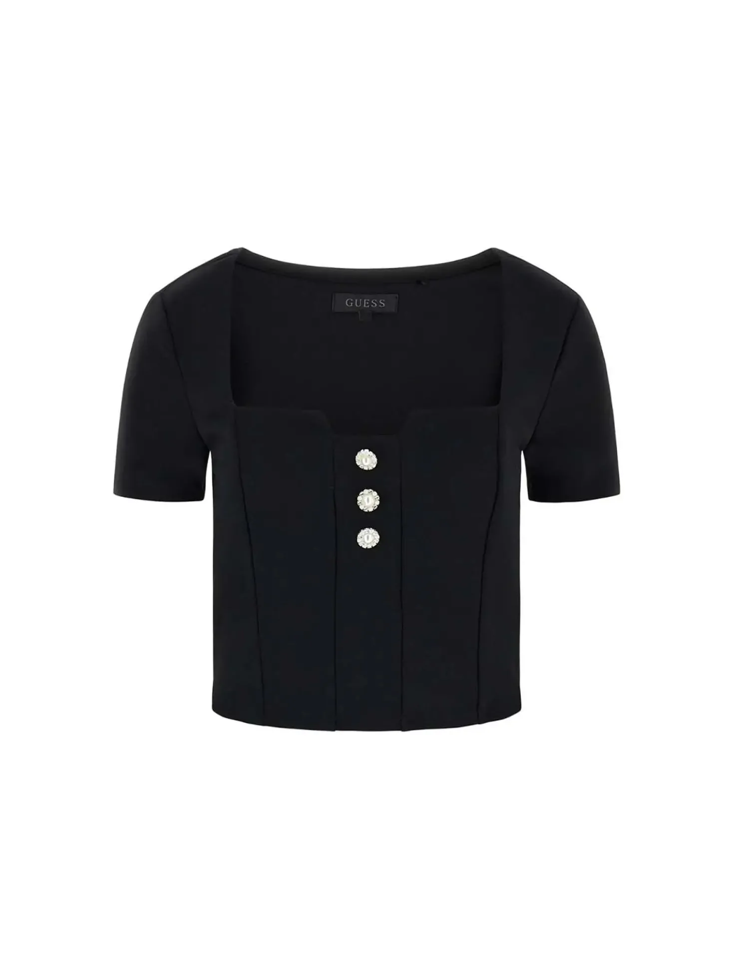 TOP DONNA - GUESS APPAREL NERO - W6RP08 KCBO2