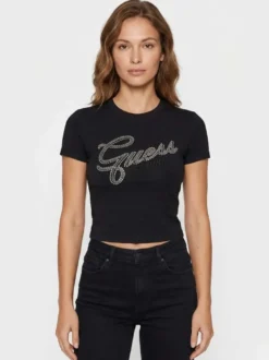 T-SHIRT DONNA - GUESS APPAREL NERO - W6RI22 KA0H1