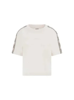 T-SHIRT DONNA - GUESS ATHLEISURE BIANCO SPORCO - V3RI08 I3Z14