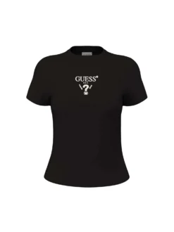 T-SHIRT DONNA - GUESS ATHLEISURE NERO-BIANCO - V4YI21 KCDH1