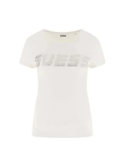 T-SHIRT DONNA - GUESS ATHLEISURE BIANCO SPORCO - V4BI16 KCIV1